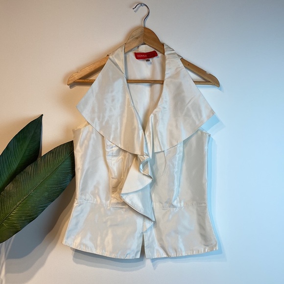 Silk Ruffle Front Blouse - Picture 1 of 6